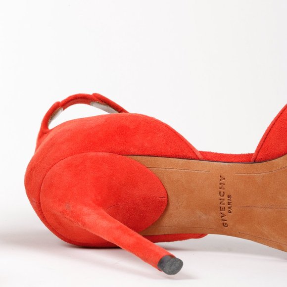 Givenchy Red Suede Shark Sandals - Picture 5 of 10
